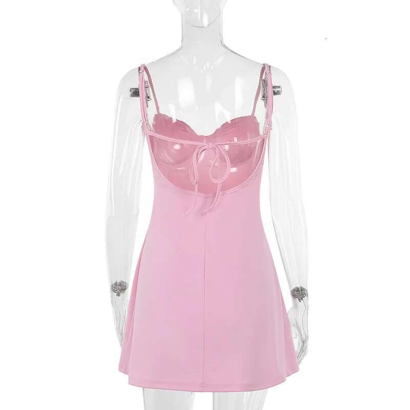 Dongdumaoyi Townlike Waist Wrap A Line Dress Women Spaghetti Strap Mini Spring Summer Backless Nightclub Sexy Party Dresses