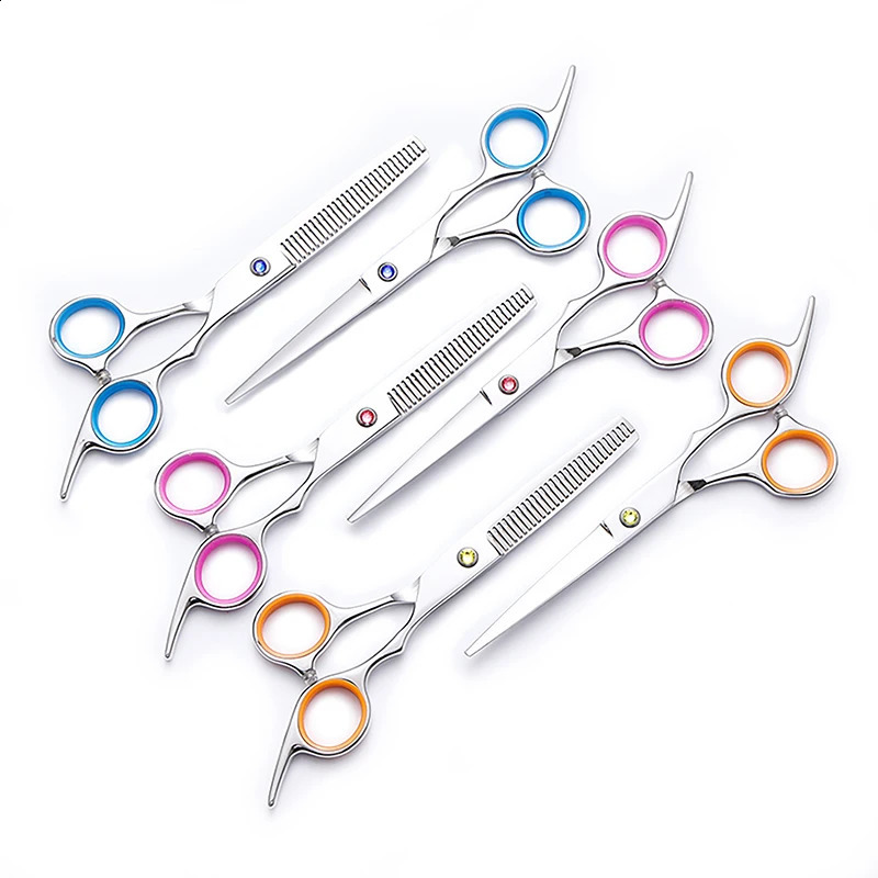 6Inch Hair Scissors 4CR Steel Barber Shears Thinning Dual Edge Professional Haircut Kit for Home Salon 250424