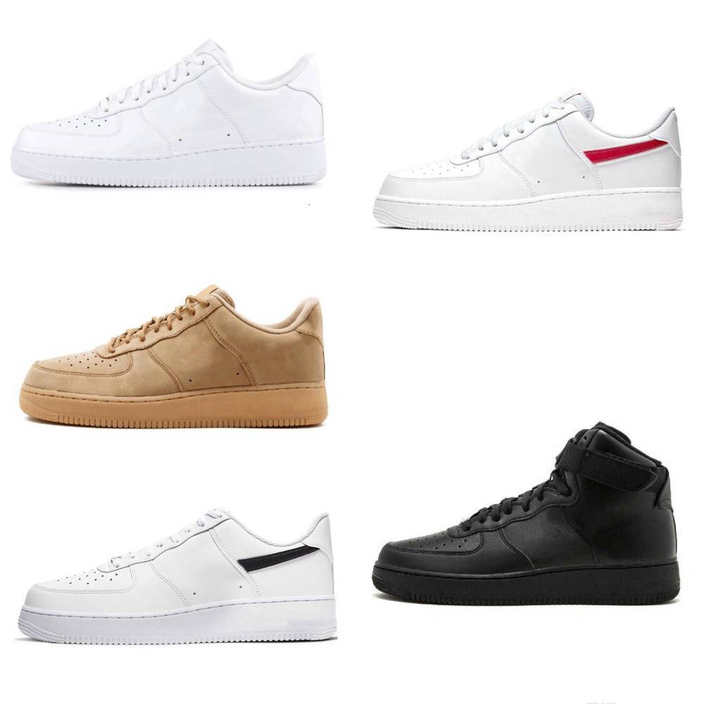 Designers 1 07 ForC Casual Shoes Trainers Men Women Low All White Pure Black Wheat Skateboard ONE Leather Original School Classic Sports Shoe High Outdoor Sneakers S9