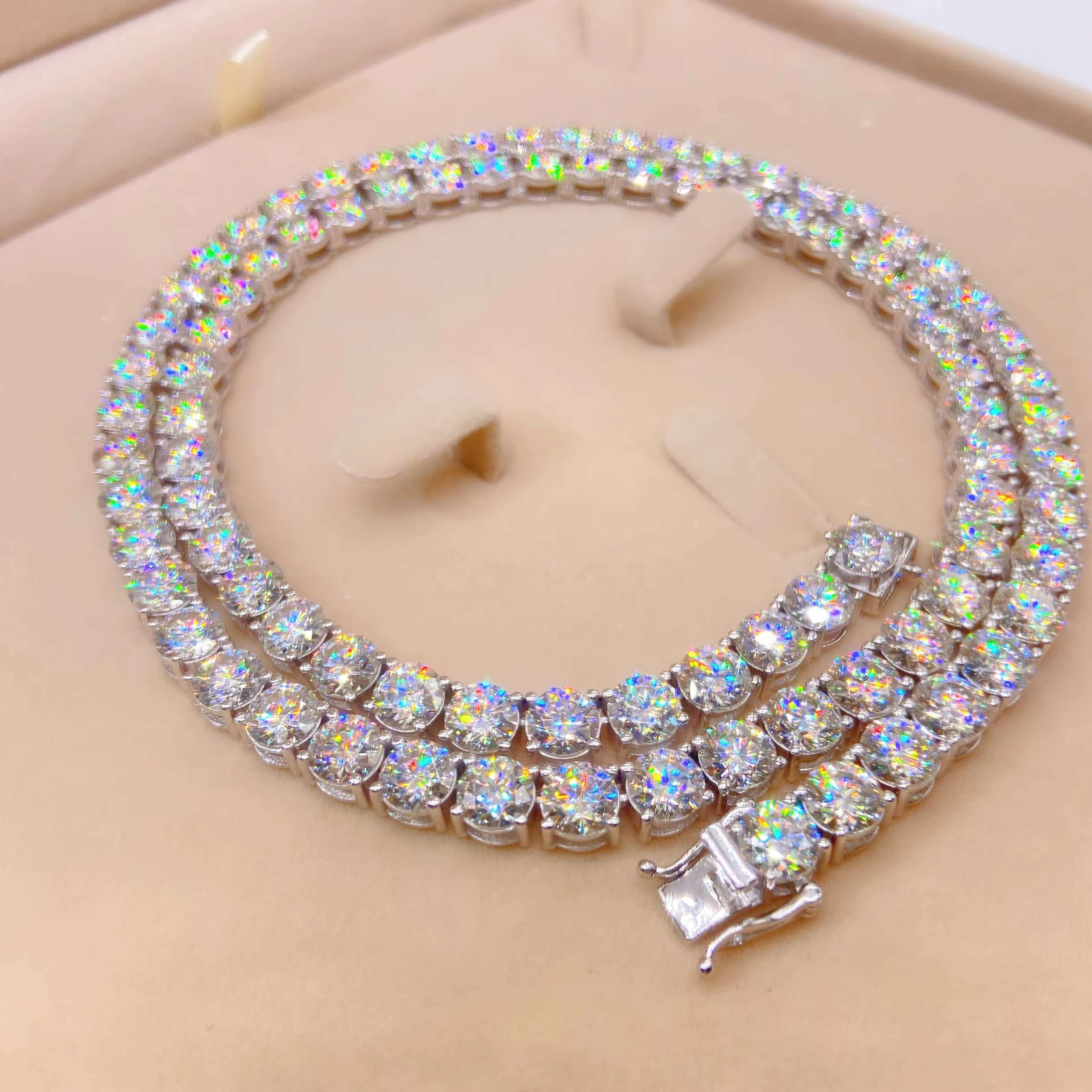 5mm Width Silver 925 Chain Real Gold Plated Hip Hop Jewelry Vvs Moissanite Diamond Tennis Chain
