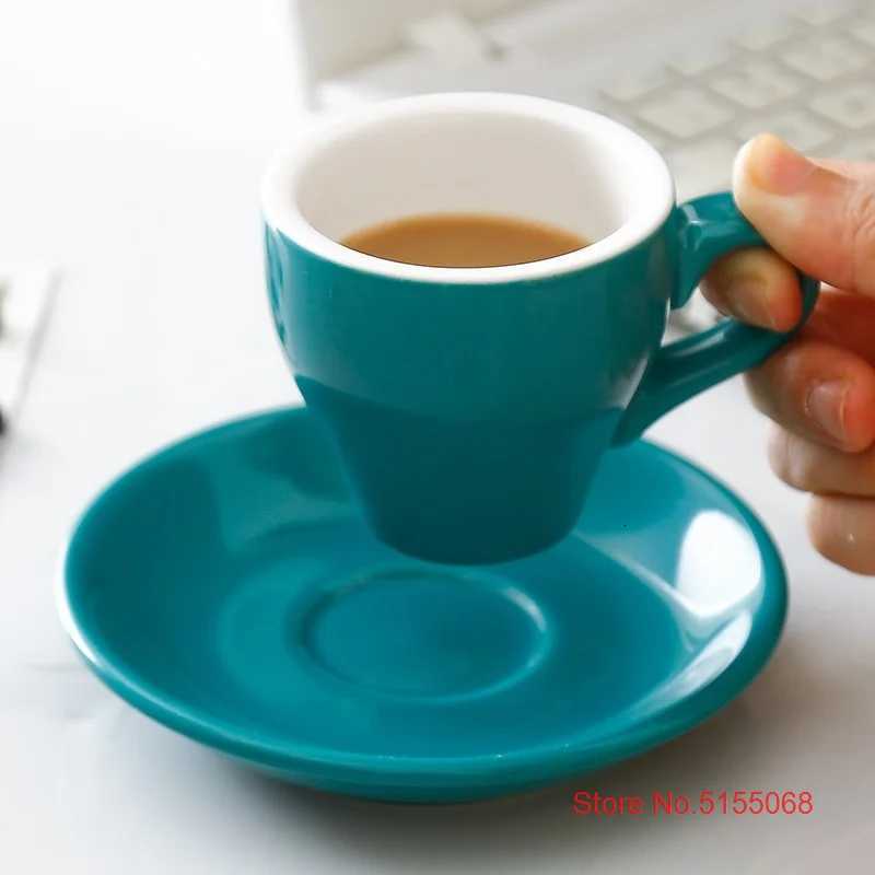 Nordic Style Tulip Shape Multicolour Macaron Espresso Cup And Saucer Set Black Itan Coffee Mug Cafe Tea ESPRESSO SHOT Glass Y251125