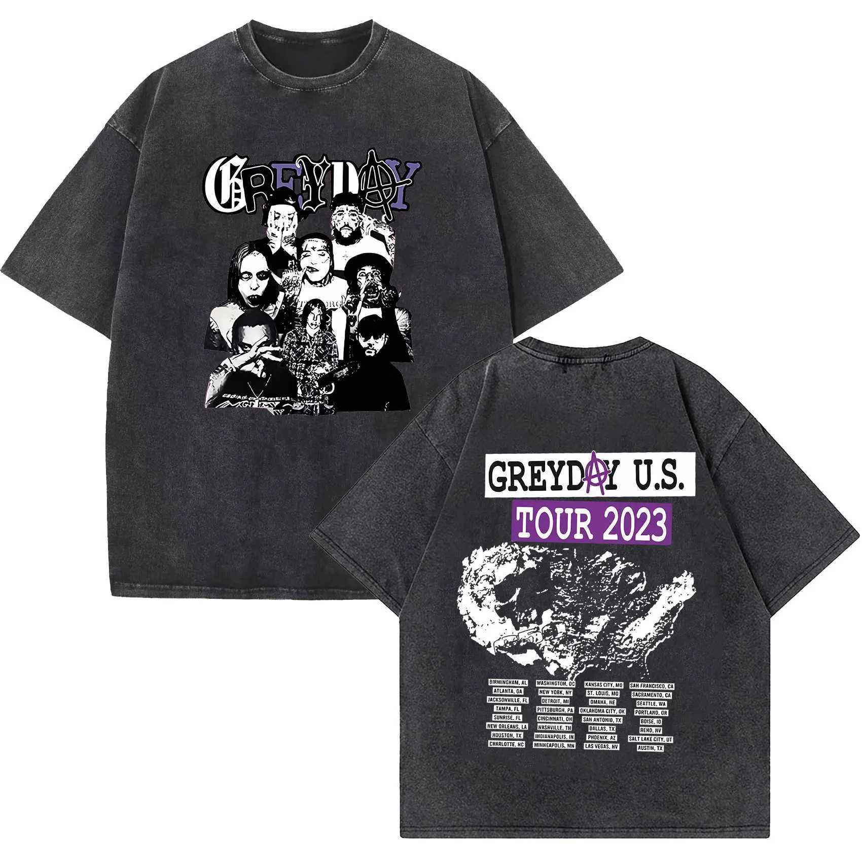 Rap singer suicide boy 2025 retro wash T-shirt mens hip-hop album punk gothic short sleeved T-shirt hip-hop streetwear W250425