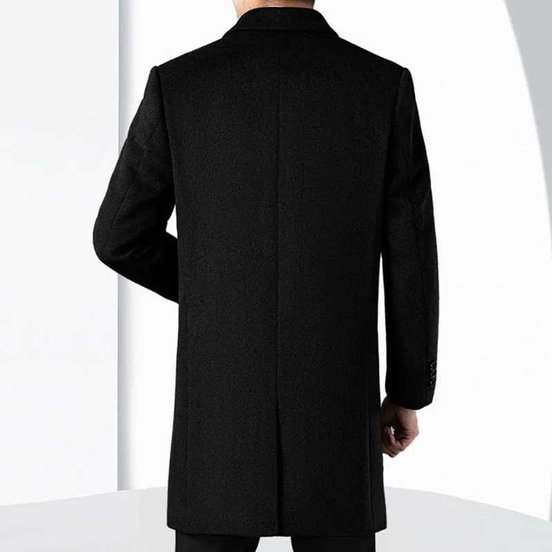 Autumn Winter Mens Wool Coats High Quality Business Casual Turn Down Collar Woolen Trench Outwear England Style Male Long CoatT251125