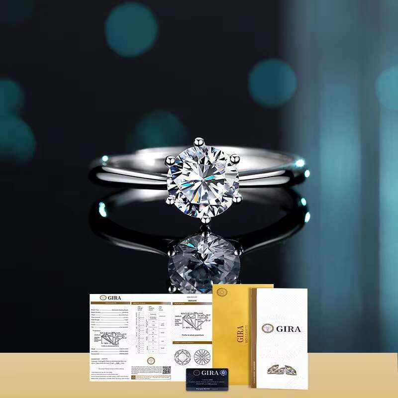 Moissanite Jewelry 925 Sterling Silver Moissanite Ring Round White Heart Vvs Diamond Engagement Moissanite Ring