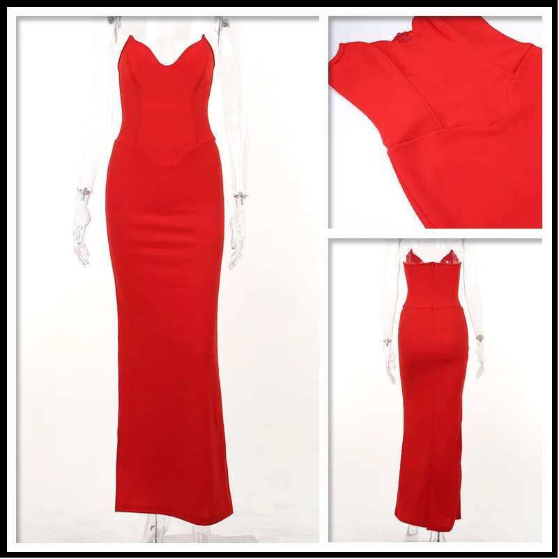 Dongdumaoyi Townlike Slim Bodycon Elegant Mermaid Dress Women Strapless Spring Summer Nightclub Sexy Party Long Maxi Dresses