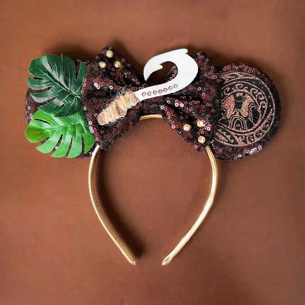 Disney 2024 New Mickey Mouse Earband Headband Shining Bow Girls Adult Children Halloween Party Role Playing Hair Accessories Princess Hair X250425
