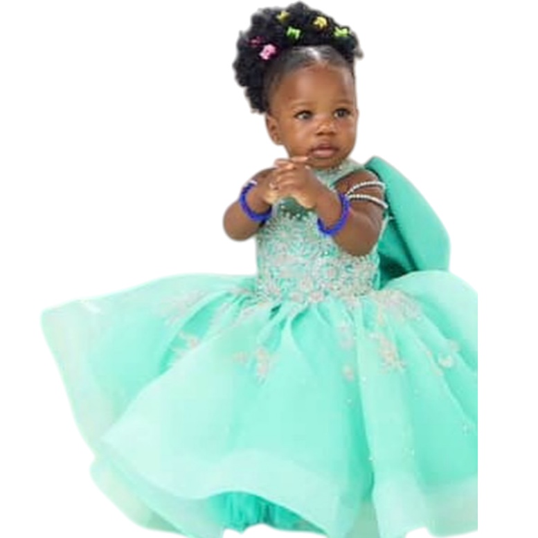 2026 Mint Ball Gown Flower Girl Dresses Lace Beaded Tulle Sheer Neck Little Girl Christmas Peageant Birthday Christening Tutu Dress Gowns ZJ4242
