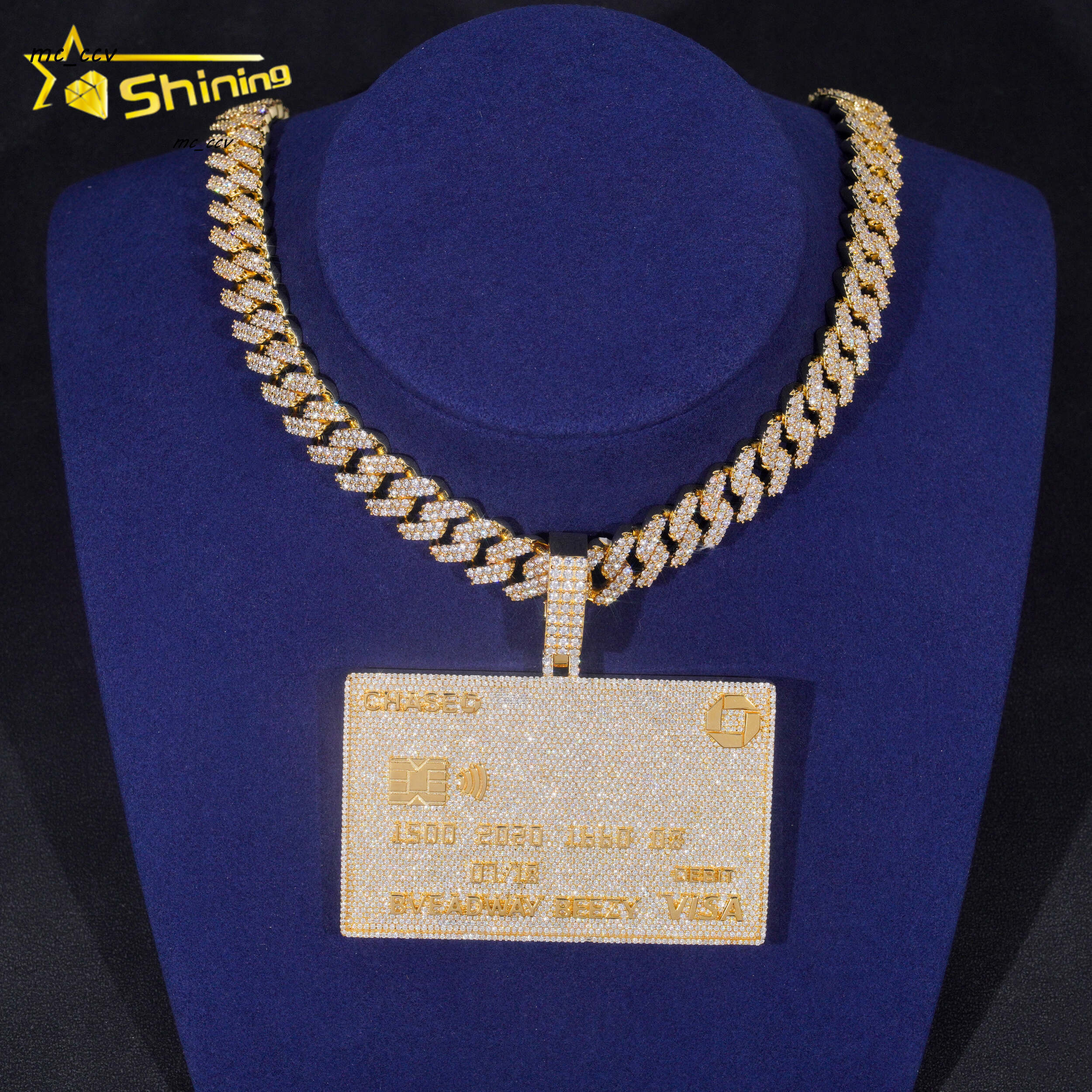 Hip Hop Credit Card Pendant Vvs Moissanite Diamond Iced Out Pendant Pass Diamonds Tester 3inches Pendant Fine Jewelry