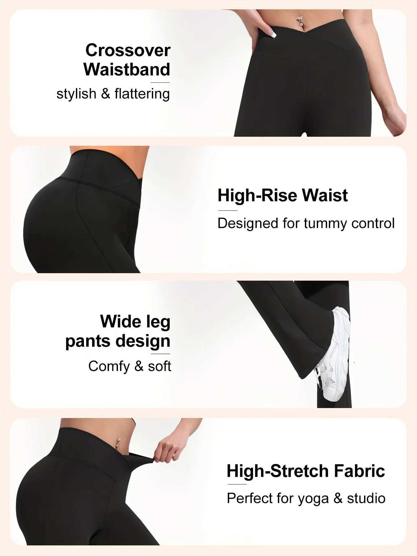 1. Solid color high waisted bell bottoms sports yoga pants spring and summer running and fitness bell bottomsC250425