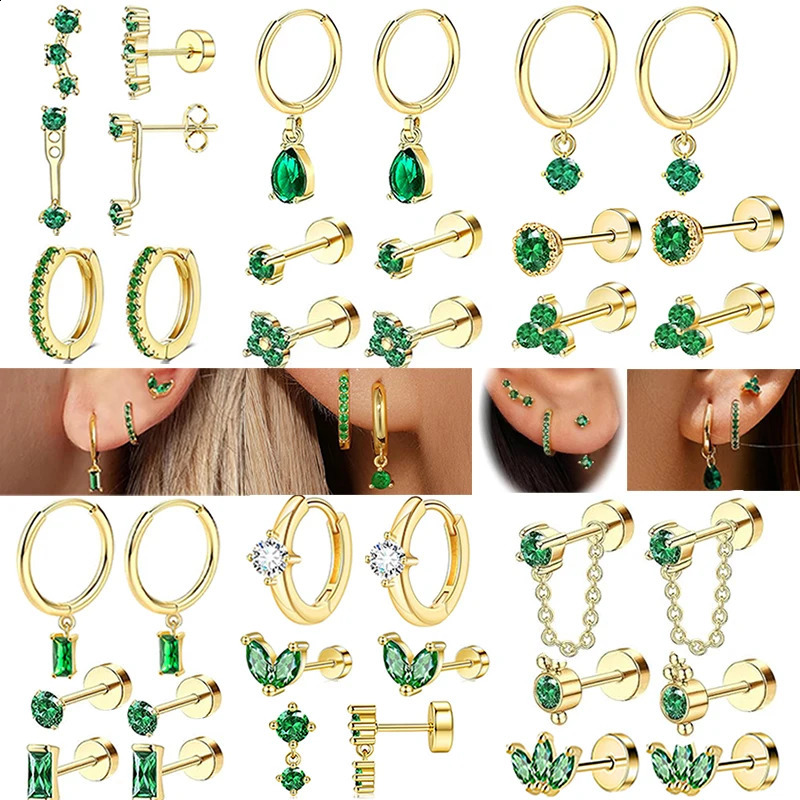 3 Pairs 20G Tiny Cartilage Earrings Stud Small Second Hole Screw Flat Back Piercing Tragus Hlelix Piercings Hoop Ear For Women 250424