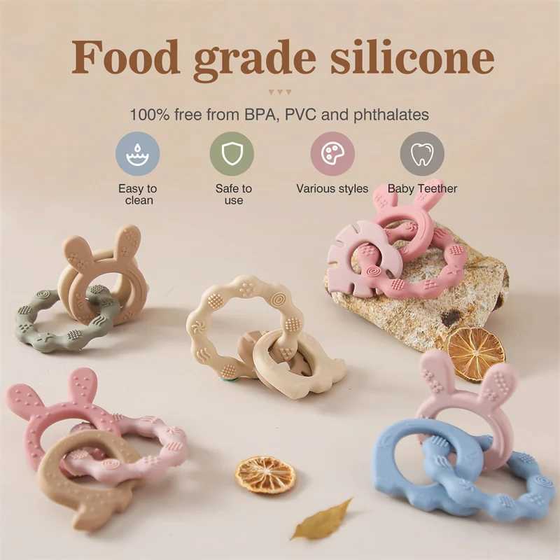 1Pcs Baby Silicone Teether Ring BPA Free Rattles Bracelet Food Grade Newborn Baby Accessories Silicone Teething Toys G251125