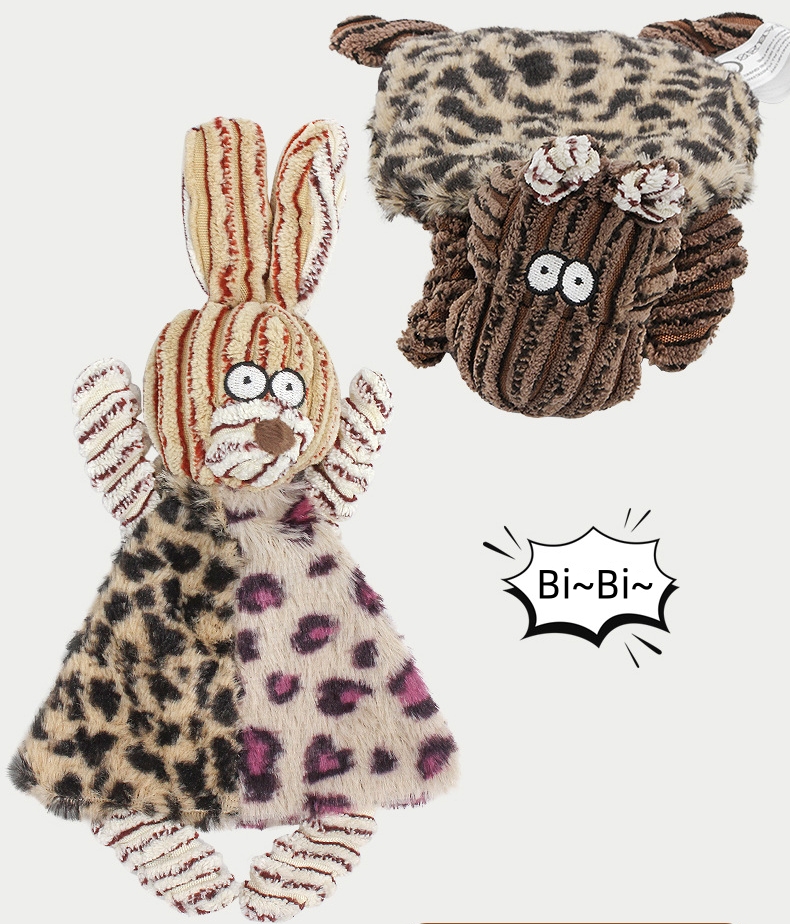 Dog Squeak Toys 2 Pack Leopard Print No Stuffing Plush Dogs Chew Toy for Small Medium Large Breed Dogs Durable Puppy Teething Interactive to Keep Them