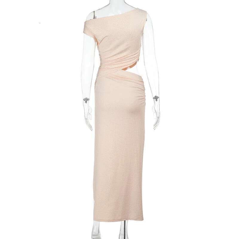 Dongdumaoyi Townlike Hot Diamonds Sexy Party Dress Women One Shoulder Spring Summer High Split Slim Bodycon Maxi Long Dresses
