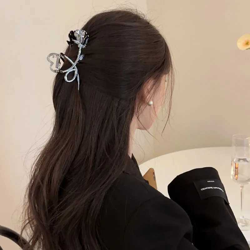 Vanika Womens New Large Metal Rose Hair Claw Crab Womens Fashion Ponytail Clip Girls Hair Clip HeadpieceT250425