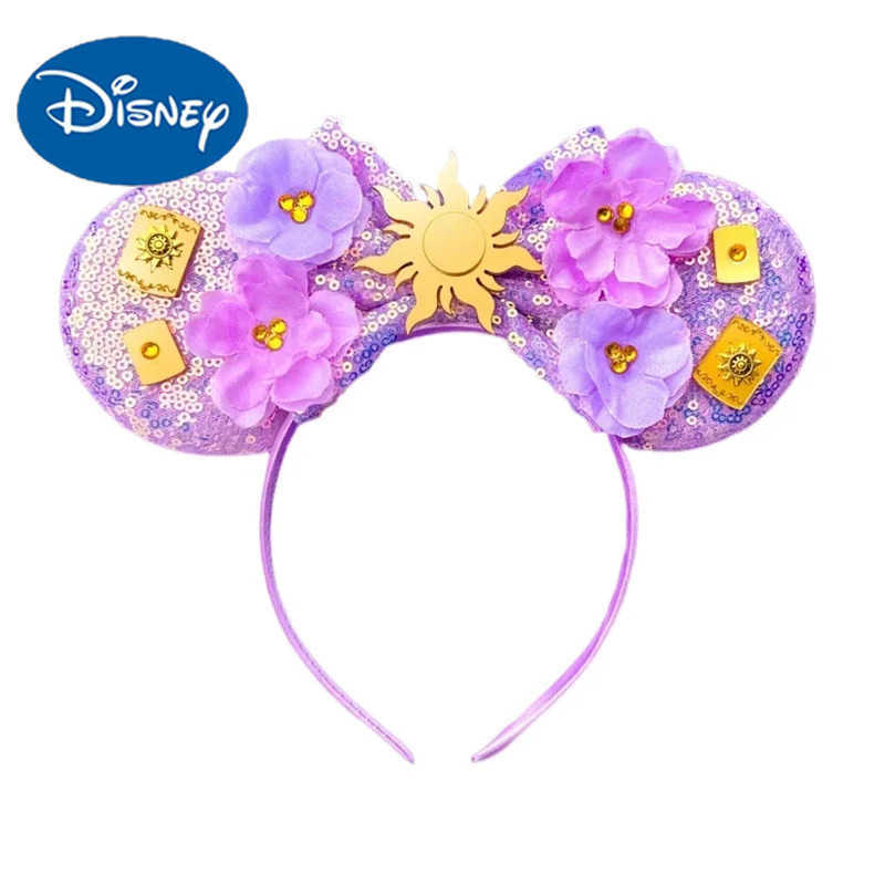 Disney Long Hair Princess Ear Hair Band Childrens Hexagonal Head Band Baby Flower Hair Girl Disney Bow Head Wearing Female Anime Hair Party Gift X2504