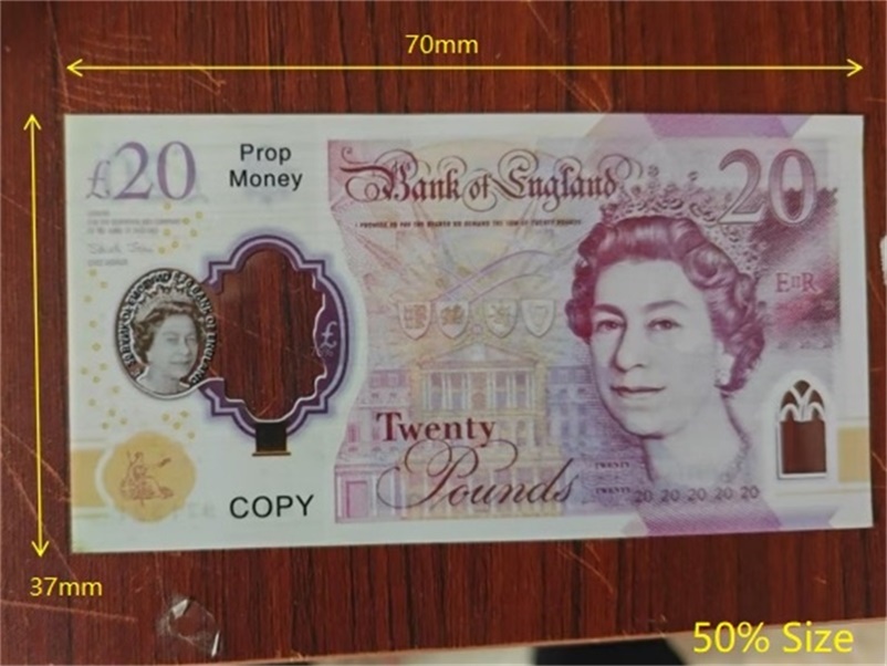 Polymer Prop Money Copy UK Plastic Pounds GBP 100 50 NOTES Extra Bank Strap - Movies Play Fake Polymer Money Casino 70*37mm 50%