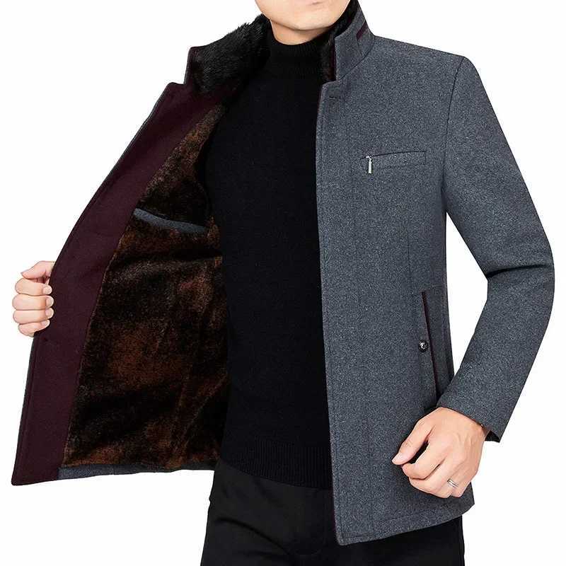New Winter Men Stand Collar Cashmere Trench Coats Business Casual Woollen Blends Quality Male Long Jackets Overcoats Size 4XLT251125