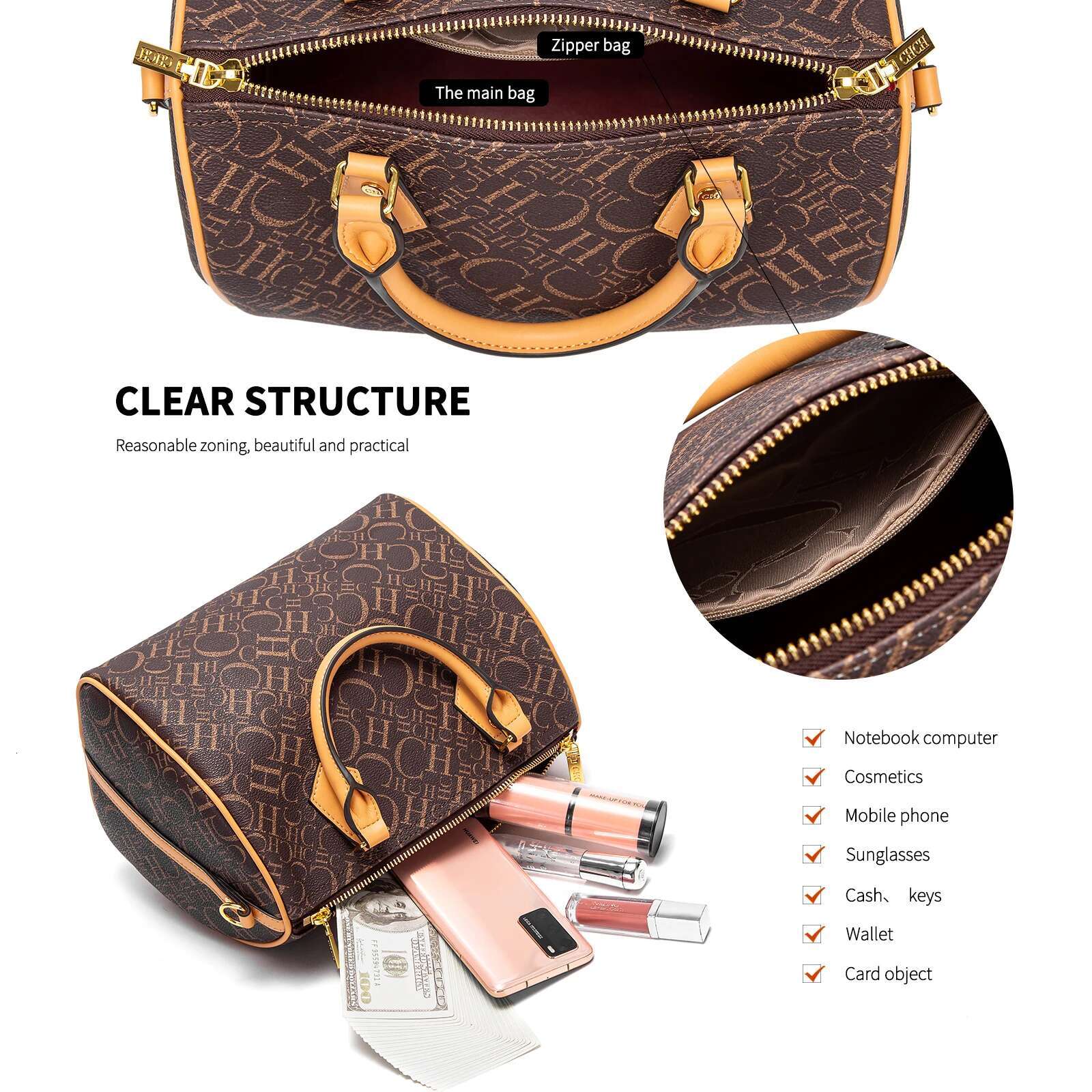 CHCH Women's Tote Autumn New Large Capacity Travel With Long Shoulder Strap Crossbody Bag