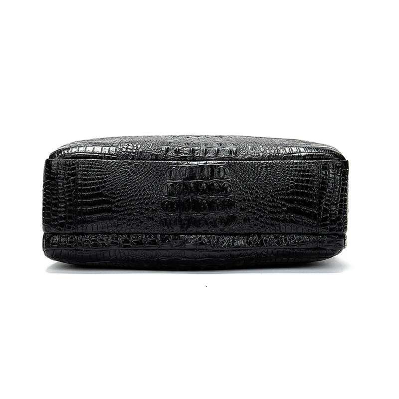 Genuine Leather Men's Bag, Business Briefcase, Crocodile Patterned Computer Handbag, Fashionable Single Shoulder Crossbody Bag