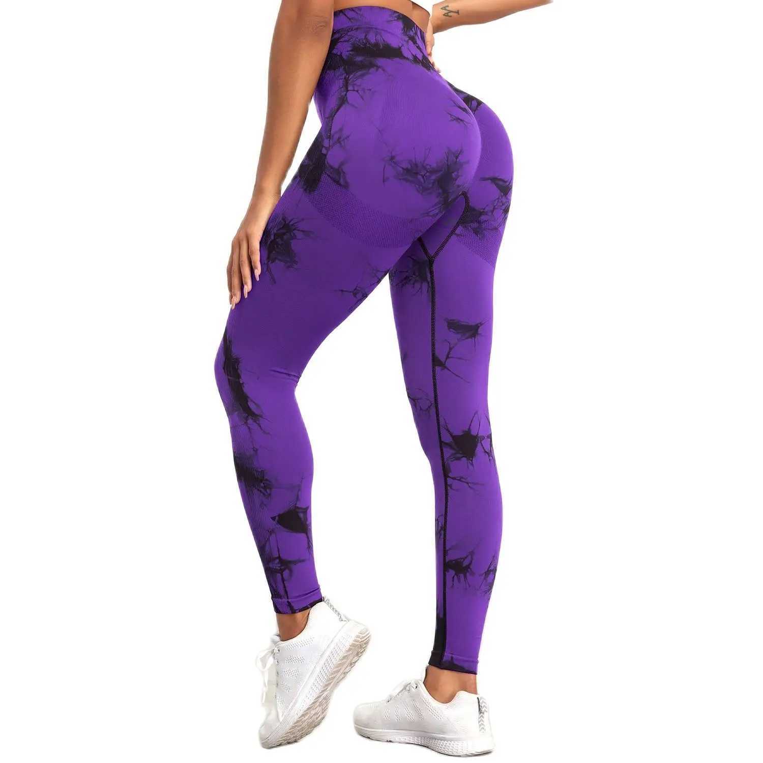 CHREISURE Tie Dye Yoga Pants Womens Seamless Sports Tight Waist Hip Lifting Training Tight Elastic Gym Activity ClothingC250425