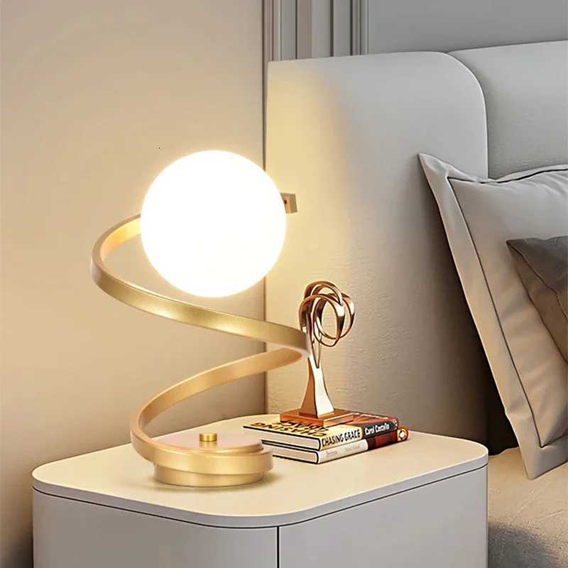 Nordic LED Table Lamps Indoor Lighting Switch Button Bedroom Bedside Living Room Restaurant Home Decoration Retro Glass Desk LamM251125
