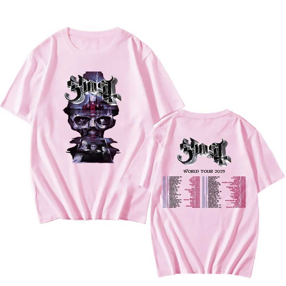 Ghost World Tour 2025 Cotton Soft Short Sleeve O-Neck T-shirt Camisas De Hombre Hip Hop Street Clothing Heavy Heart T-shirt W250425
