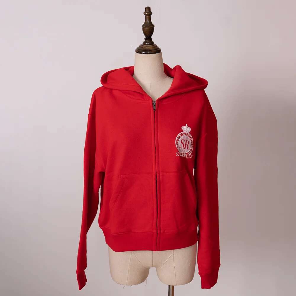 Rowling Mirror Letter Print Fleece Hooded Sports Sweatshirts Women Long Sleeve Cotton Classic Cardigan Tops Female