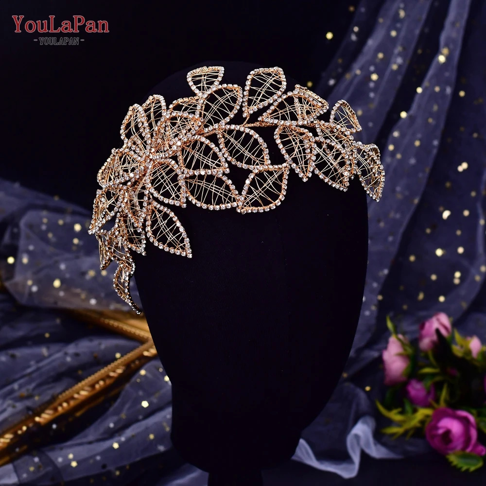 YouLaPan Bridal Headpiece for Weddings Hair Accessories Rhinestone Leaf Woman Headdresss Brides Hair Ornaments Headband HP256A 250420