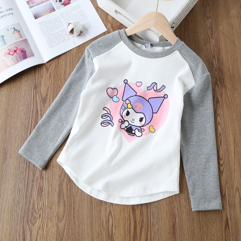 DISNEY Baby designer clothes Girls' clothes baby girl cartoon print T-shirt long sleeves children's round neck top.