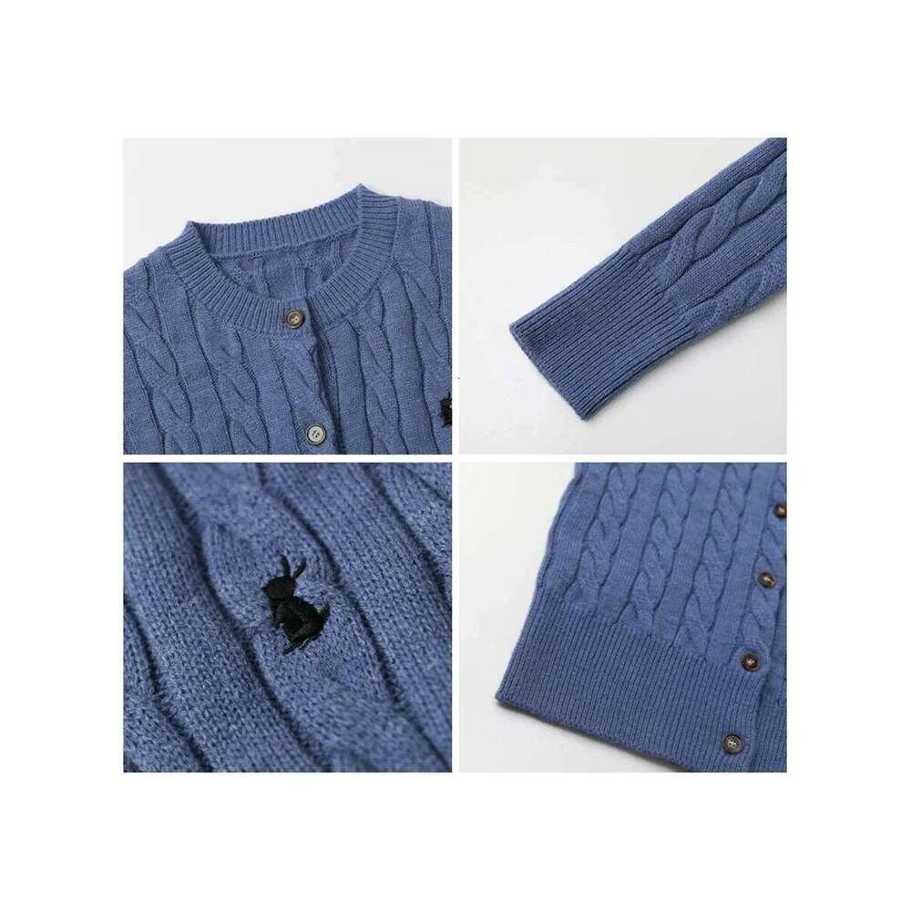 CHIC VEN Korean Women Cardigan Loose Solid Embroidery Twists Knitting Sweaters Round Neck Pullover Autumn Winter 2024
