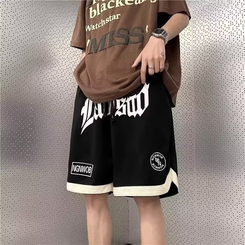 Summer casual shorts for men, American plus size pants, chubby straight leg loose fitting couple style sports five quarter pants