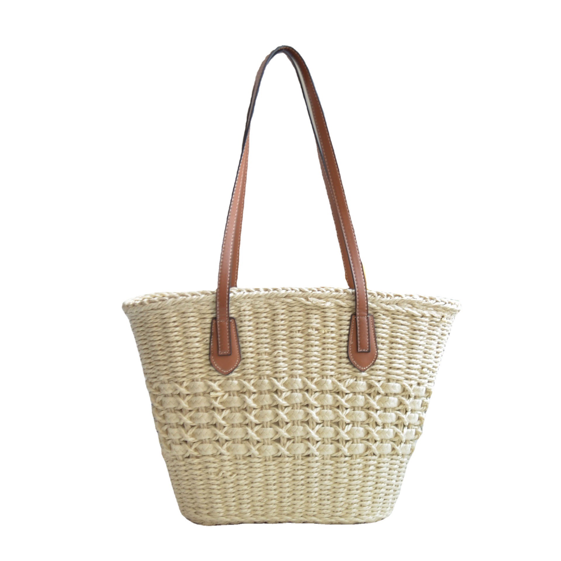 Large Capacity Straw 2023 Summer New Hand-Woven Tote Shoulder Beach Bag Bohemian Style Women's Handbag Shopping Basket