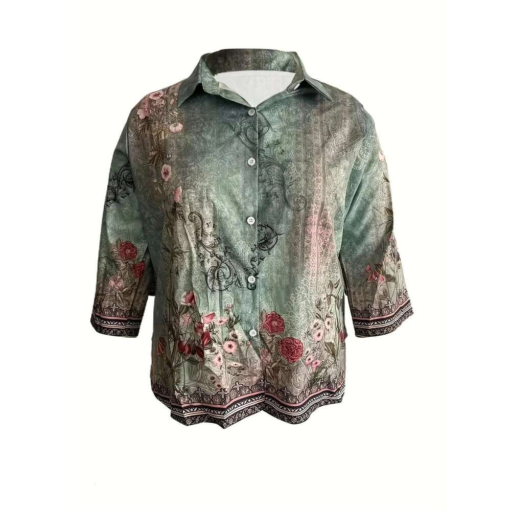 Plus Size Elegant Loose Fashion Casual Woman Shirt Temperament Long Sleeve Blouse Holiday Weekend Top