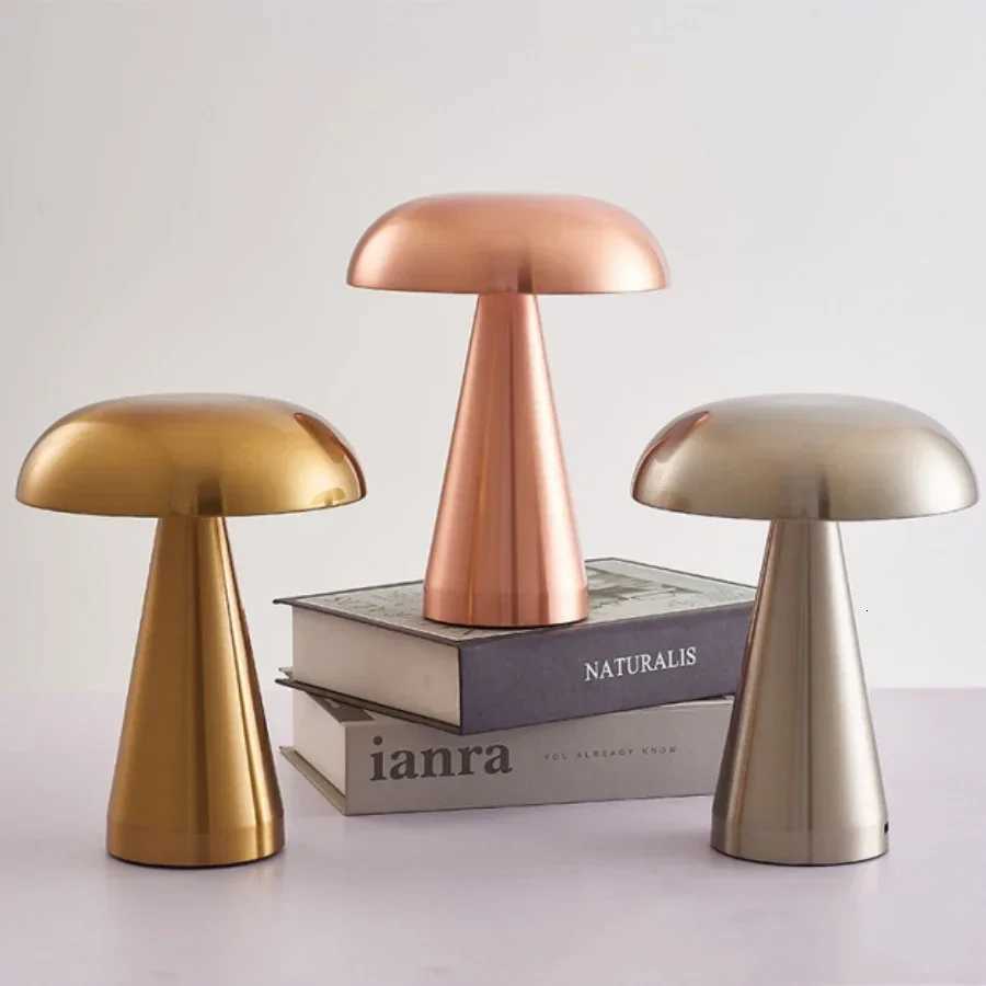 Retro LED Night Light Mushroom Touch Sensor Desk Lamp Rechargeable Reading Lights For Bedroom Restaurant Bar Decor LightingM251125