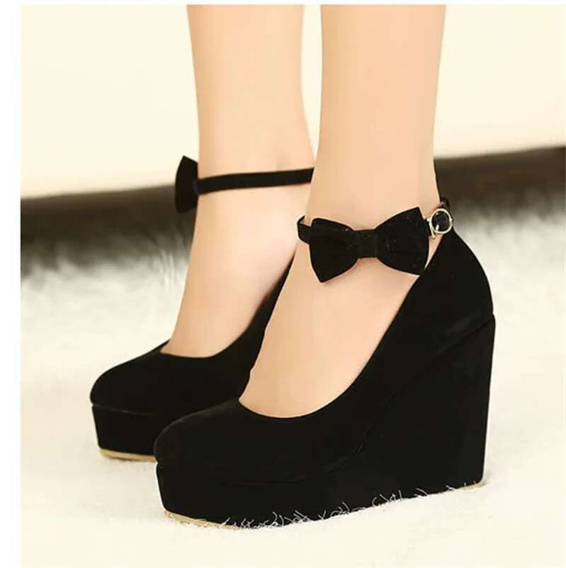 Spring round toe pearl rhinestone waterproof platform wedding wedge heel high-heeled large banquet dress women's shoes