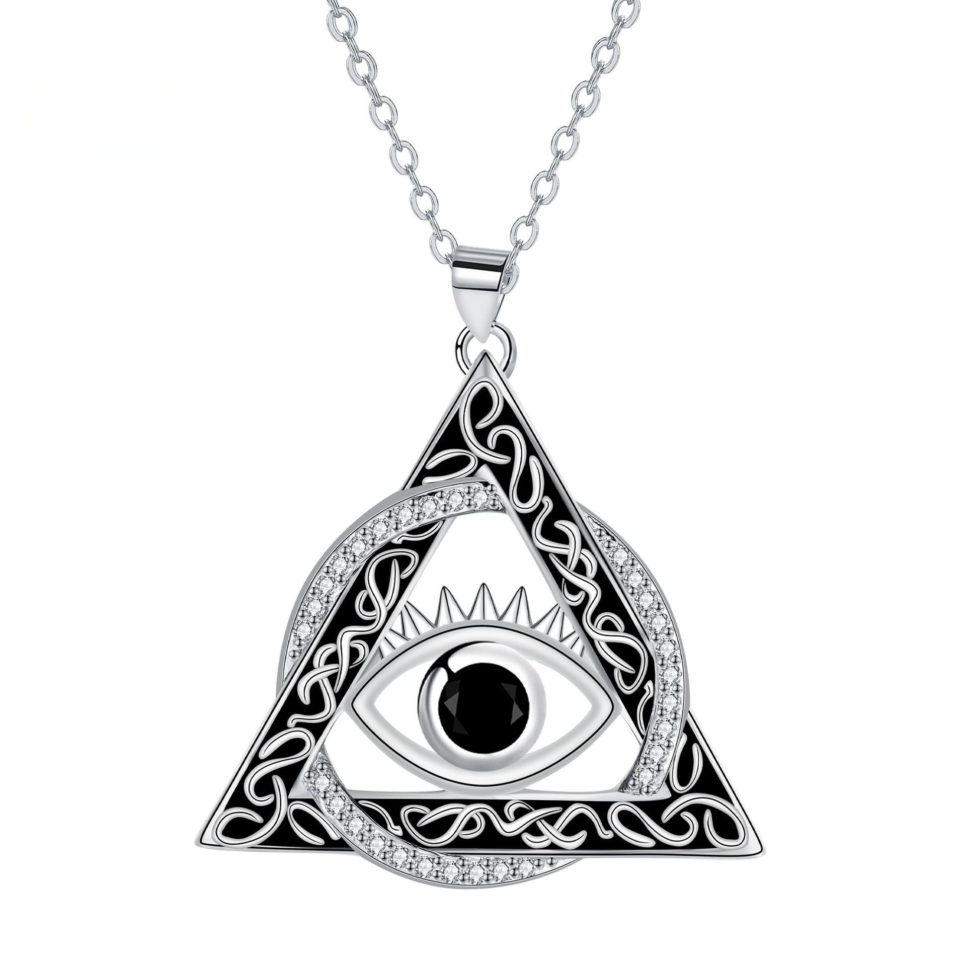 Necklace with Triangle Evil Eye Pendant silvery Designer Necklace Jewelry Fashion Necklace Mens Necklaces For Men Women moissanite Chain Jewlery Gift  - view 5