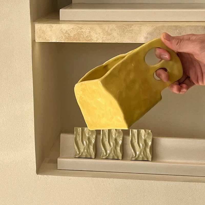 Irregular Creative Mug Handhold Ceramic Square Lovers Water Cup Coffee Cup Small Crowd Nordic Ins Style Y251125