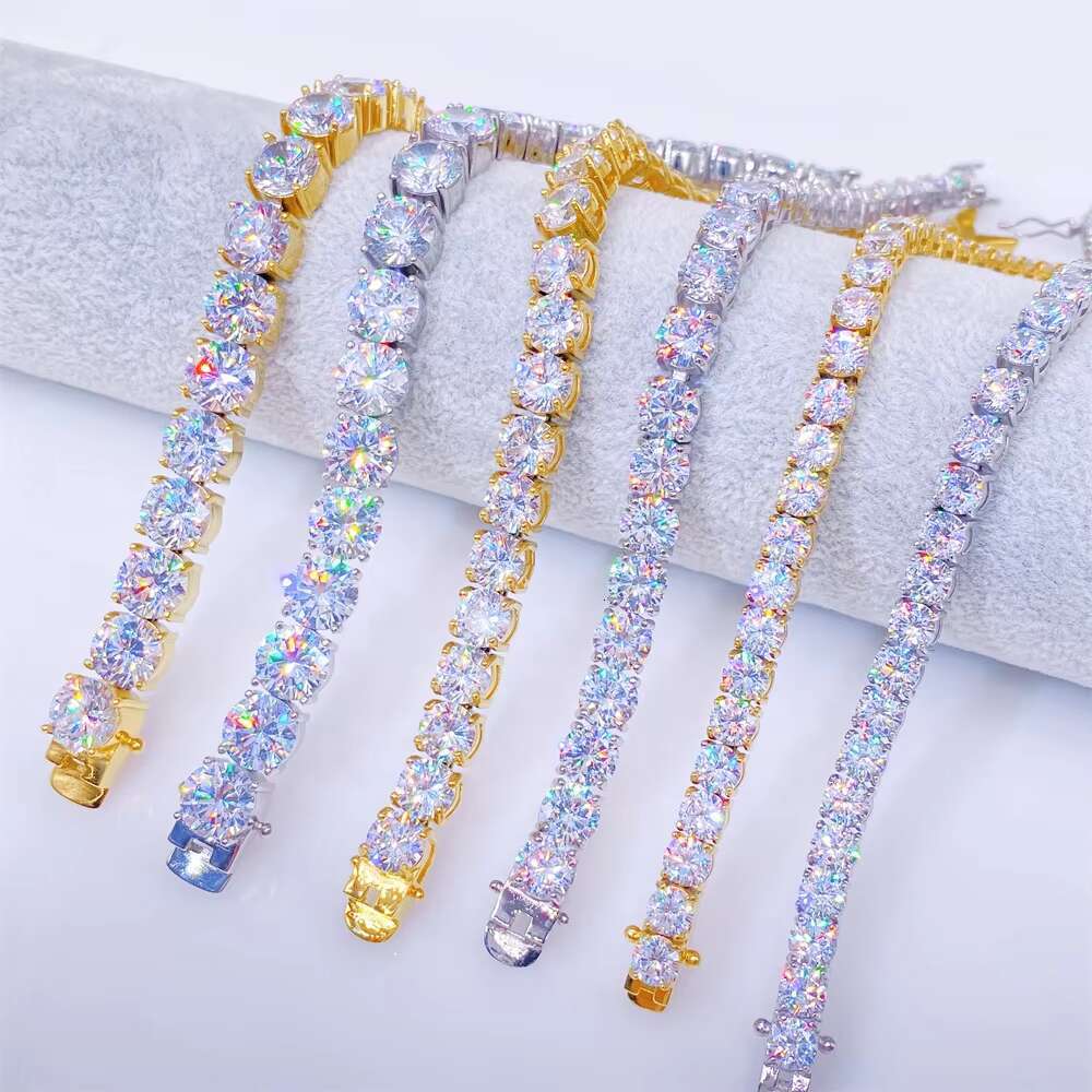 Wholesale Hip Hop 316L Stainless Steel Iced Out Moissanite Diamond Tennis Necklace Chain