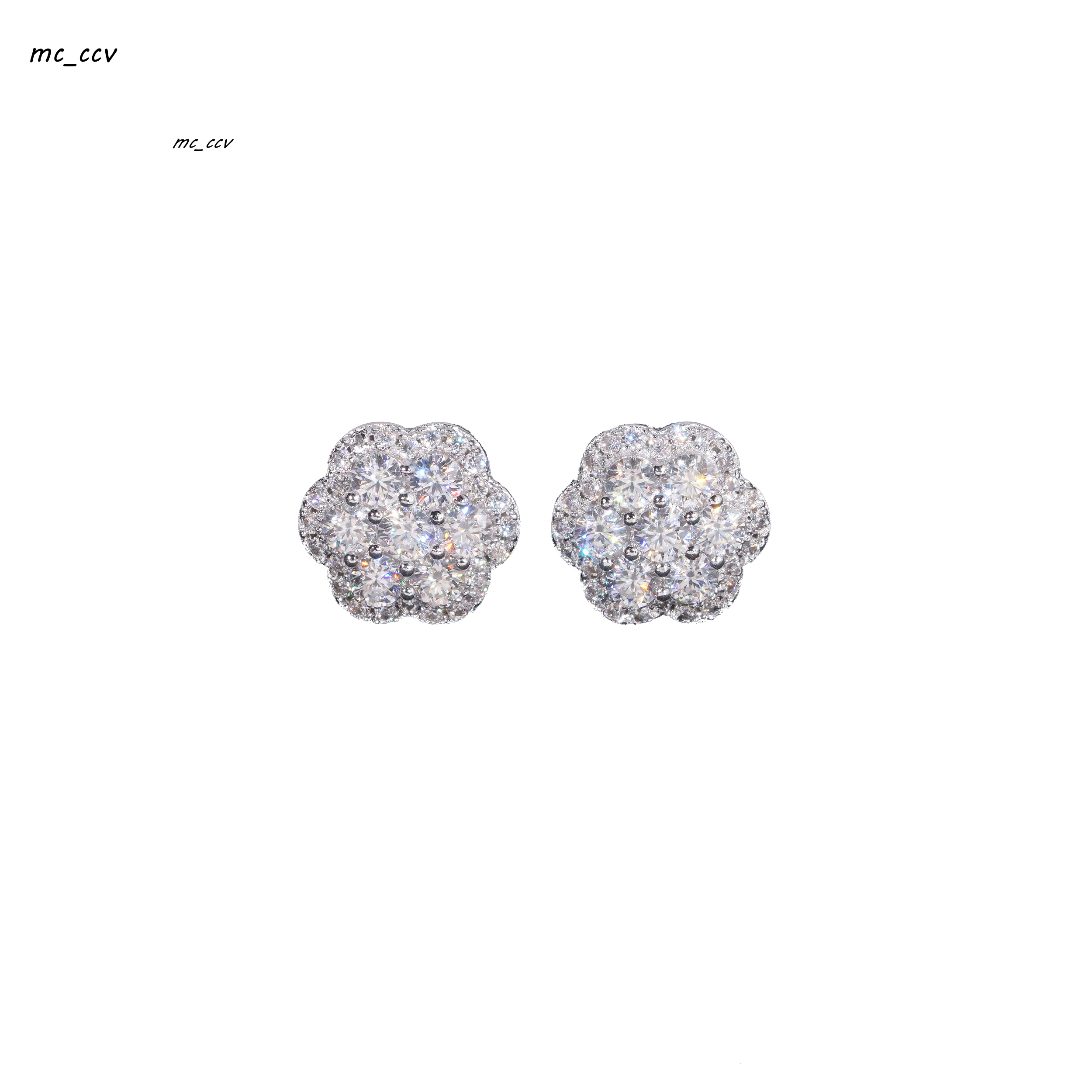 New Stocks Pass Diamond Tester GRA Certified VVS Diamond 925 Sterling Silver Cluster Moissanite Stud Earrings