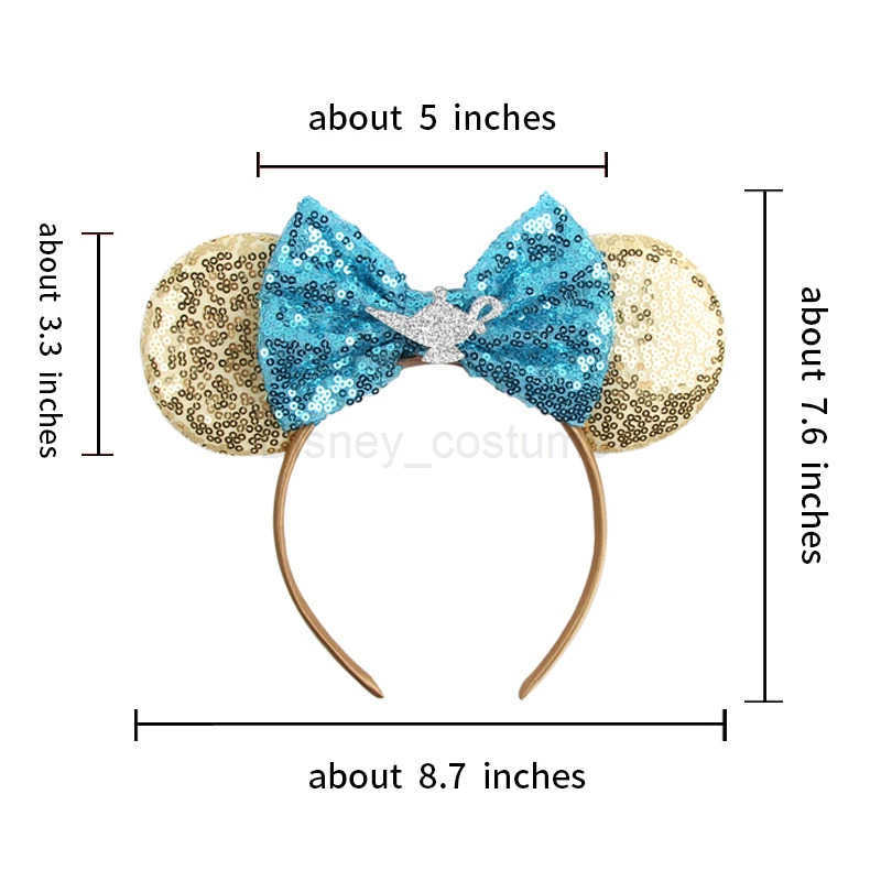 Disney 2023 Shining Castle Mouse Ears Headband Shining Crown 5-inch Bow Girl Princess Party DIY Hair Accessories X250425