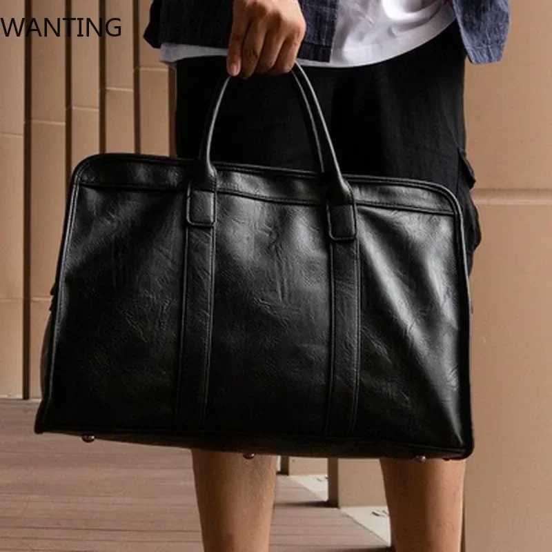 Business Trip Top-Handle Bags Men Leather Messenger Shoulder Bag Men Large Capacity Travel Handbag Bag Briefcase Male Totes BagT251125