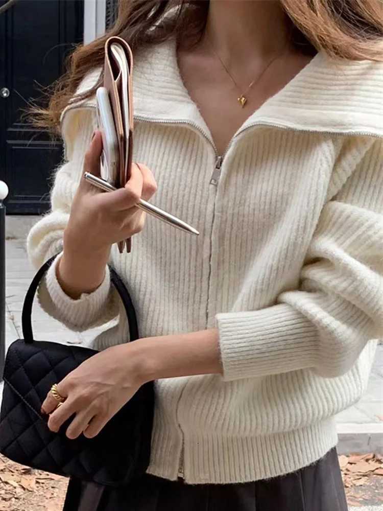 Women Autumn Winter Long Sleeve Sweater Coat Office Lady Casual Slim Knit Tops New Fashion Zipper Knitted CardiganT251125