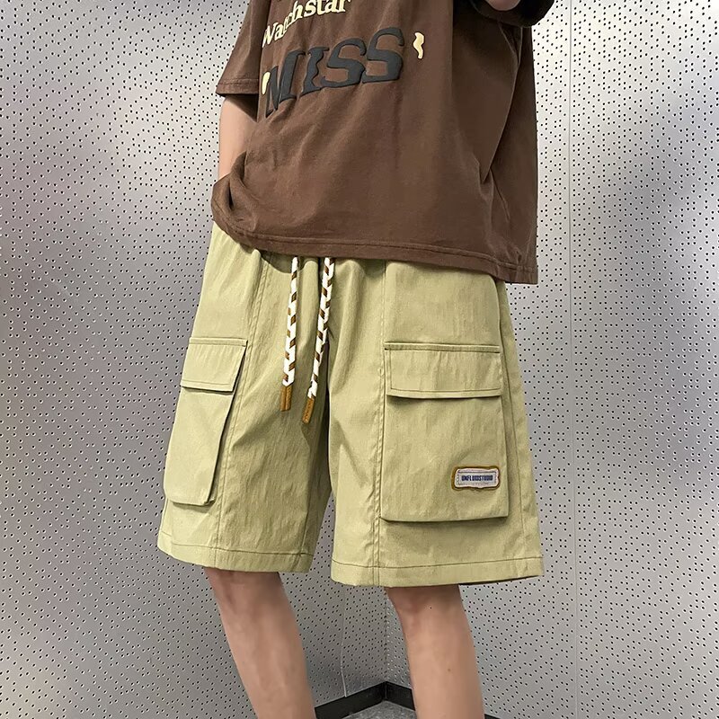 Men's workwear shorts for spring summer 2025 trendy brand loose mountain style sports and leisure men's five inch mid length pants trend