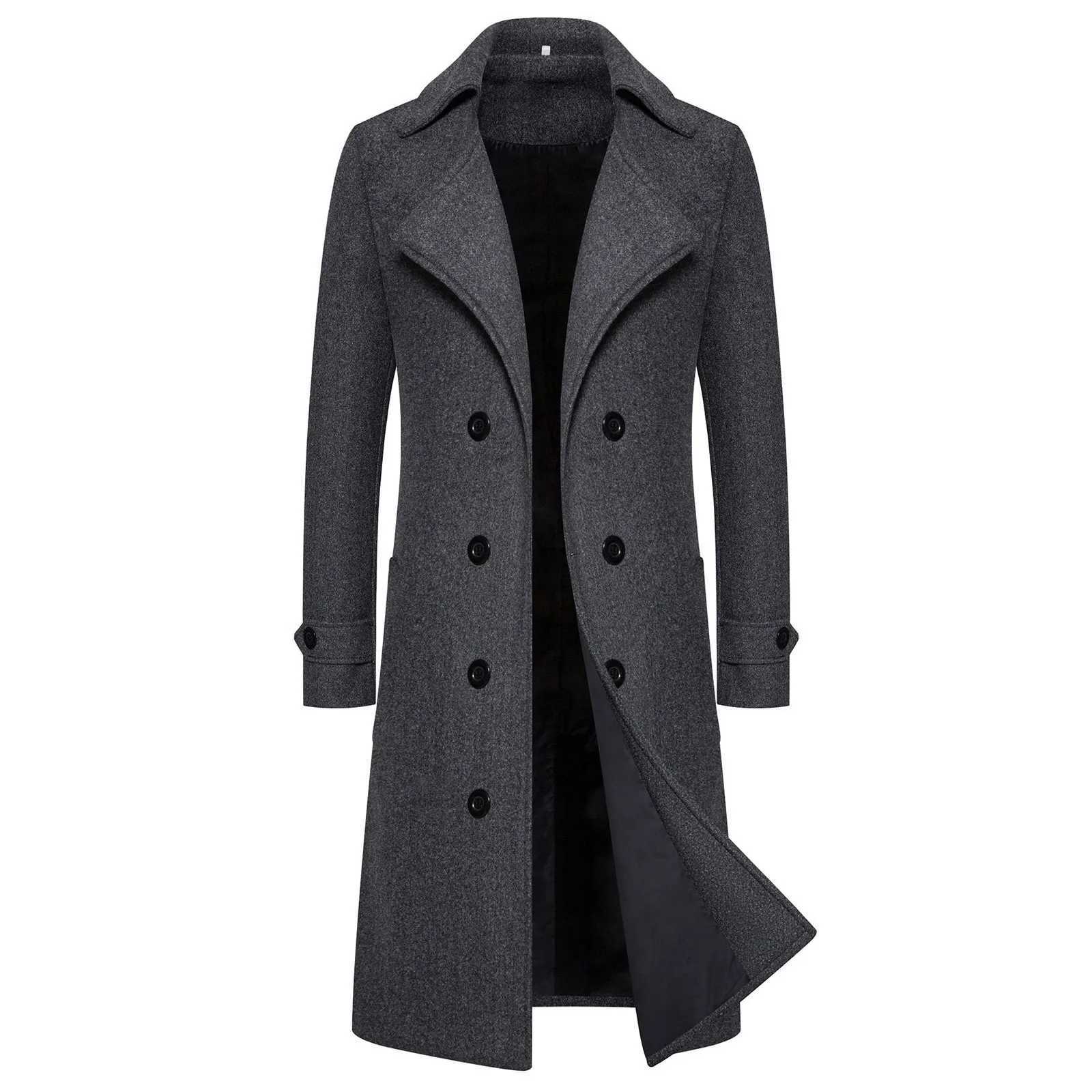 Unisex Long Wool Coat Trend Fashion Double-Breasted Elegant Windbreaker Woolen Jackets Autumn Daily Classic All-Match Slim CoatT251125