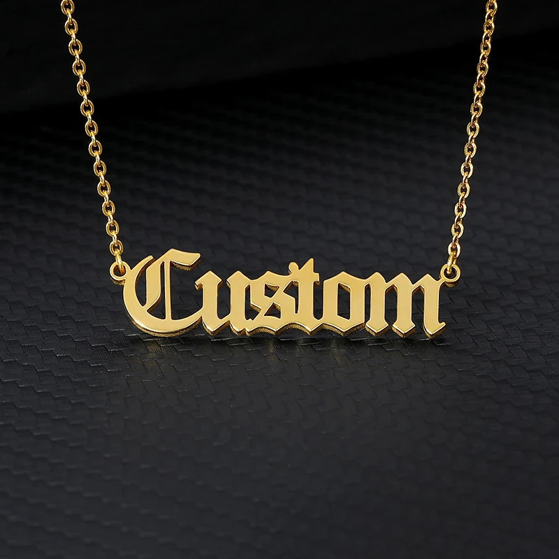 Old English Custom Name Necklaces For Women Men Stainless Steel Customized Necklace Pendant Personalized Goth Neck Chain Jewelry 250425