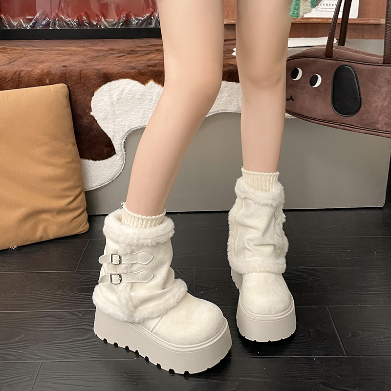 New Fashion Best Selling Warm Lined Platform Snow Boots Non Slip Wearable Heightening Winter Boots