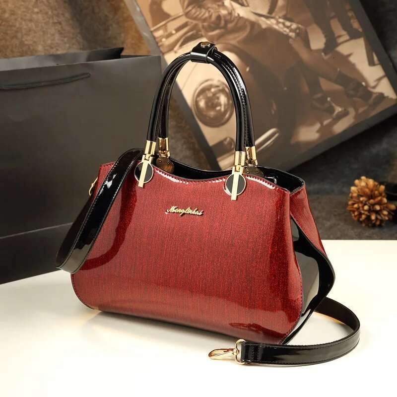 Spring new patent leather crocodile-print rhinestone handbag banquet dress large-capacity one-shoulder cross-body women's bag