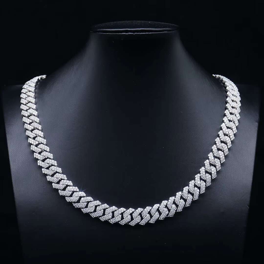 Fine Jewelry Necklaces 925 Silver Mossanite Diamond 10mm Cuban Link Chain Necklaces for Women Cuban Bracelet Diamond Cuban