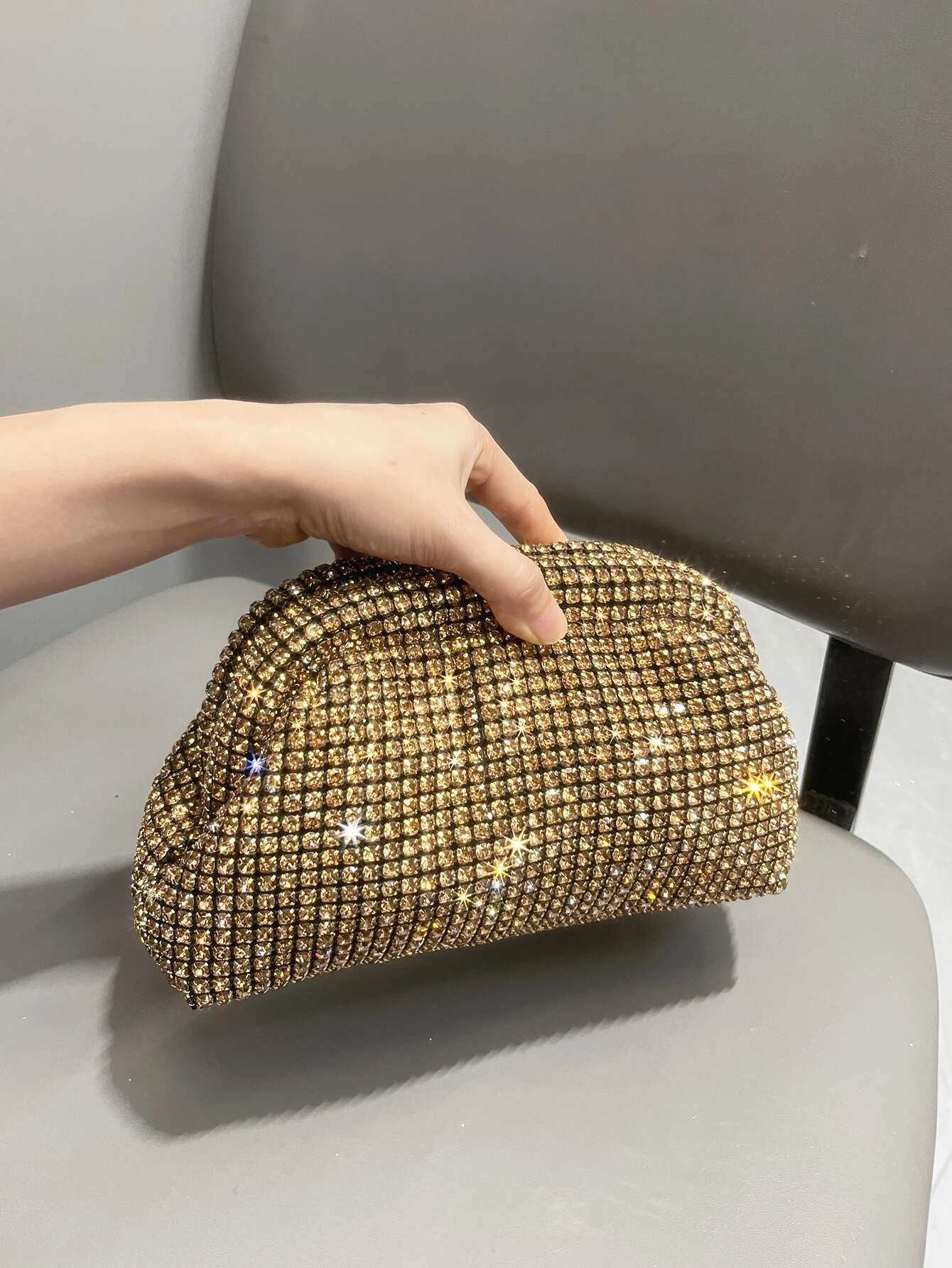 Designer Rhinestones Clutch For Women Handle Shoulder Bag Purse Evening Banquet Bag