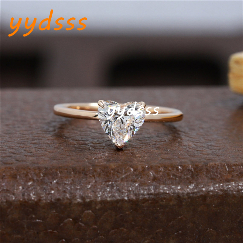 Jewelry 1.0 Carat Heart Cut IGI E VS1 Lab Diamond Engagement Ring Real Gold Womens Wedding Solitaire Wedding Band